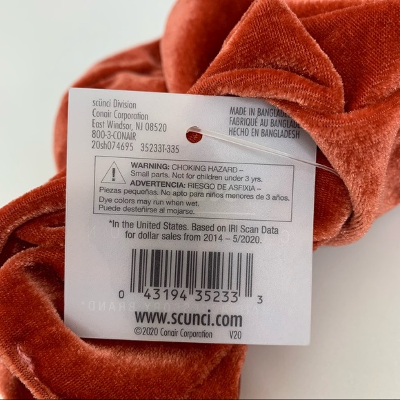 Scunci Extra Large Velvety Scrunchie In Rust Red Orange New - Picture 9 of 13